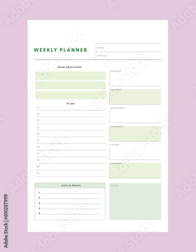 week planner. Plan your day make dream happen.