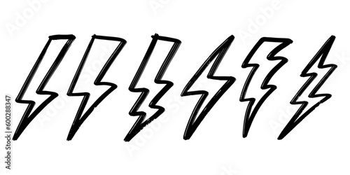 Doodle sketch style of electric lightning bolt symbol vector illustration for concept design.