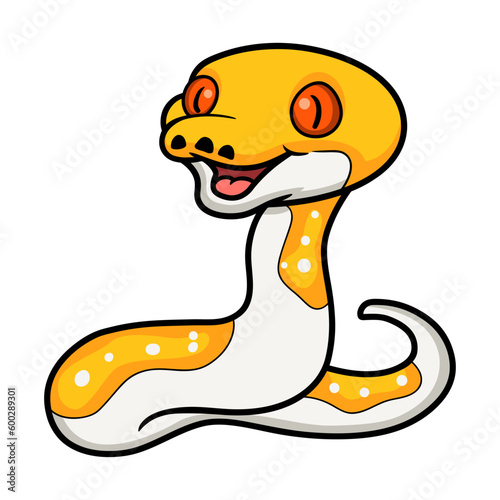 Cute albino pied reticulated python cartoon