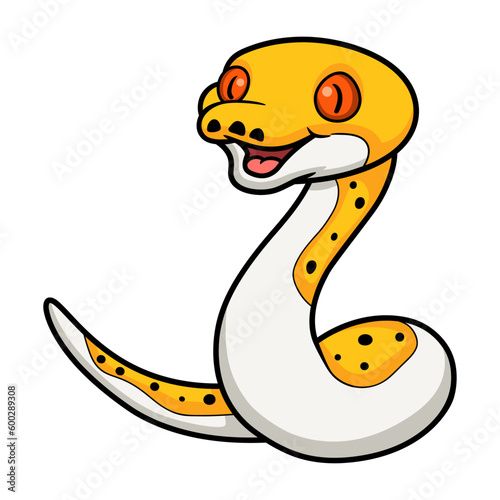 Cute albino pied reticulated python cartoon