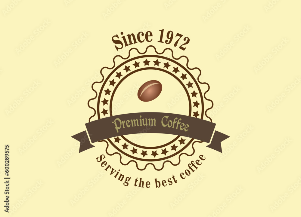 This coffee seal features a perfect bean with an elegant design. Ideal for coffeerelated logos