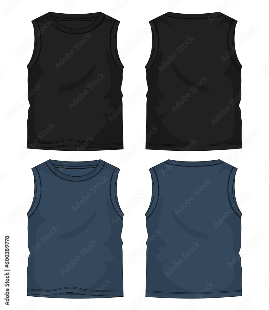 Tank tops technical drawing fashion flat sketch vector illustration ...