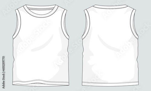 Tank tops Technical drawing fashion flat sketch vector illustration  template front and back views photo