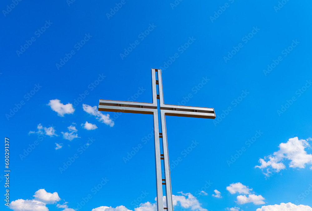 Christian cross against sky and clouds . Spiritual religion heaven Christian cross against sky and clouds . Spiritual religion heaven