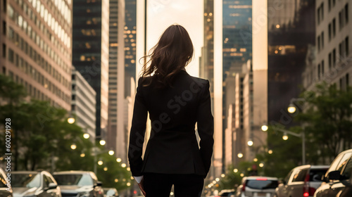 ビジネス街で活躍する後ろ姿の女性