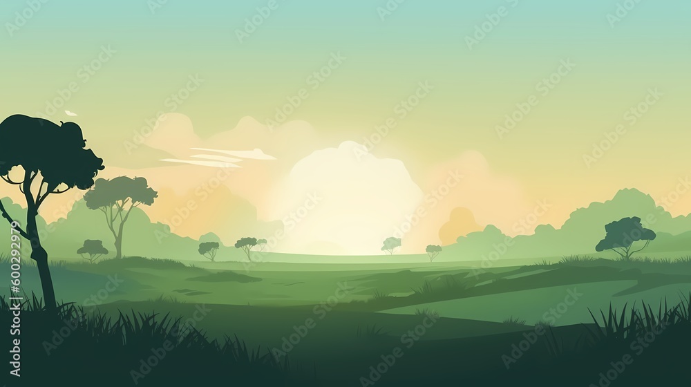 2d savvana daylight landscape background vector, blue sky, flat vector Generated ai 2d savvana daylight landscape background vector, blue sky, flat vector Generated ai
