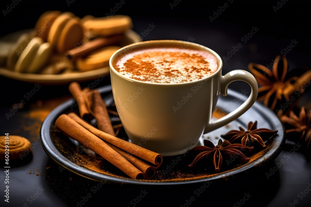 010_sweet chai tea with cinnamon sticks, Generative AI 010_sweet chai tea with cinnamon sticks, Generative AI