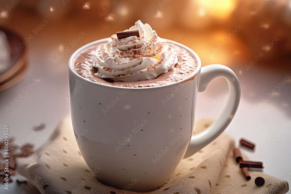 033_sweet and creamy Swiss hot chocolate with whipped cream and chocolate sprinkles, Generative AI 033_sweet and creamy Swiss hot chocolate with whipped cream and chocolate sprinkles, Generative AI
