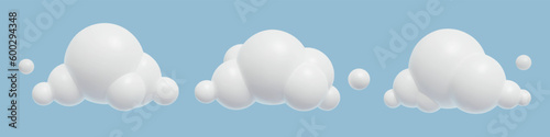 3d Clouds Collection Realistic Plastic Cute Toy design elements three dimensional vector illustration