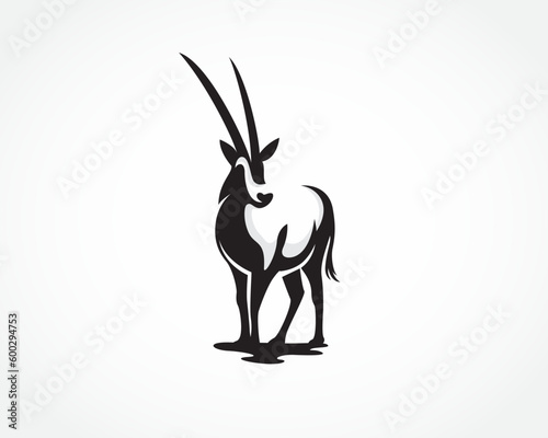 elegant graceful stand oryx logo design template illustration inspiration