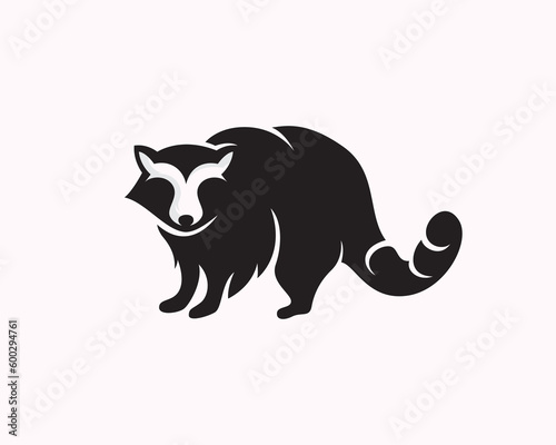 black white silhouette stand raccoon logo symbol design template illustration inspiration © ShiipArts