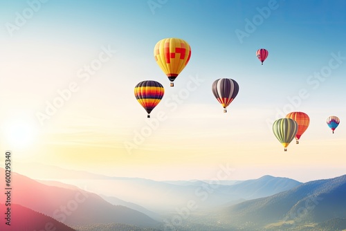 hot air balloons soaring through the clouds against a vibrant sky Generative AI