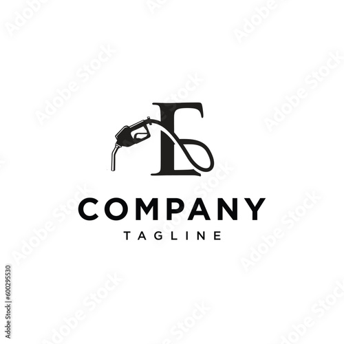 Letter E Gas station nozzle vector logo icon template.eps