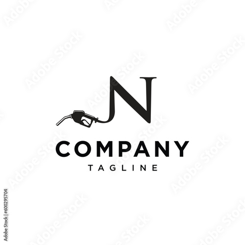 Letter N Gas station nozzle vector logo icon template.eps photo