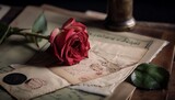 old letter and rose