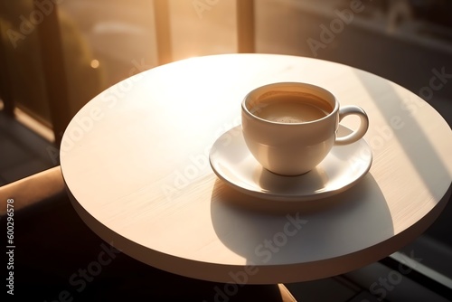 cup of coffee on a table in the morning