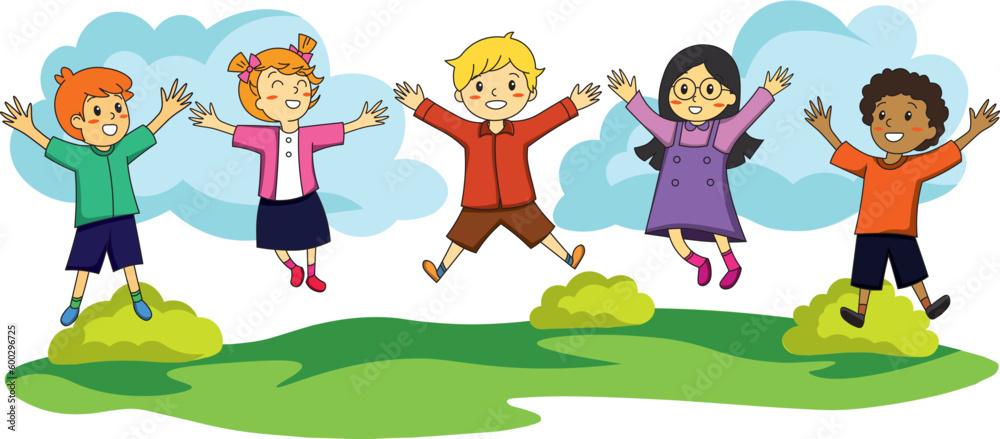 Fototapeta premium Happy Little Children Having Fun Together during a sunny day