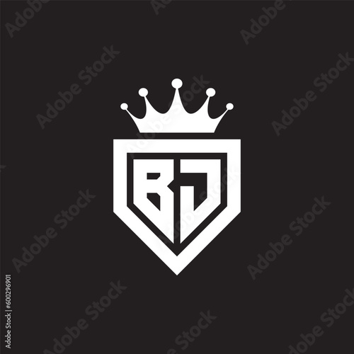 BJ or JB logo monogram symbol shield with crown shape design vector