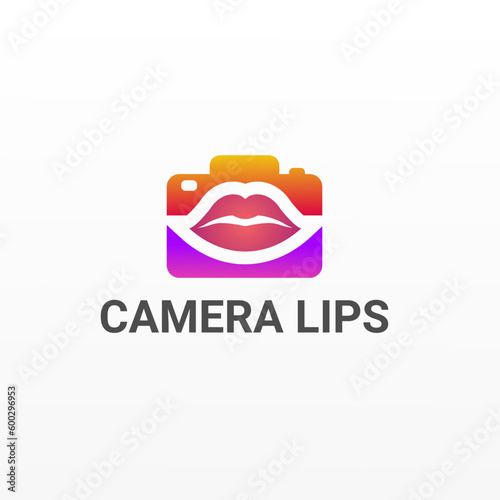 Camera logo for photography with pretty lips