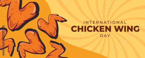 International Chicken Wing Day on 01 July Banner Background. Horizontal Banner Template Design. Vector Illustration