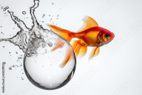 goldfish swimming in a bubbly bowl of water Generative AI