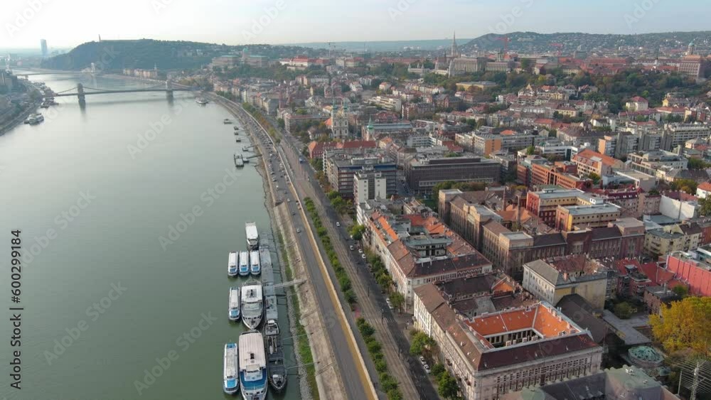 Aerial view of Budapest city skyline at sunrise, Hungary Aerial view of Budapest city skyline at sunrise, Hungary