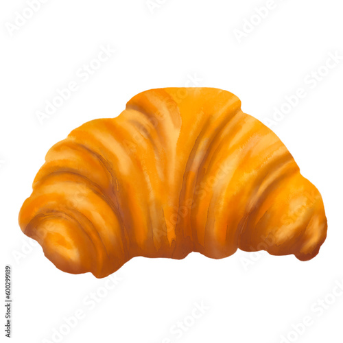 Watercolor croissant. Food illustration. French bread hand drawn illustration 