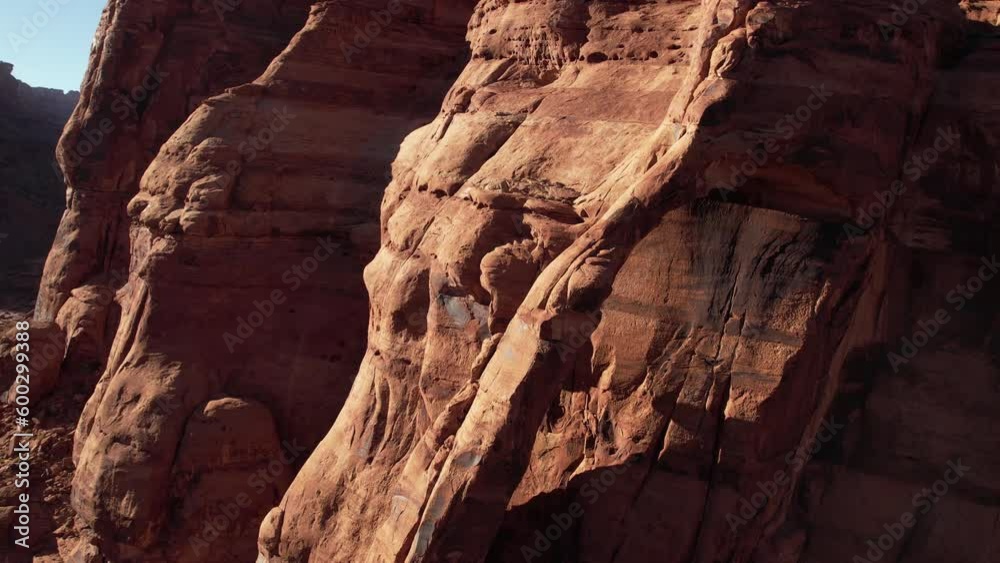 Aerial View of Jug Handle Arch, Red Sandstone Formation Near Moab, Utah USA, Close Up Drone Shot Aerial View of Jug Handle Arch, Red Sandstone Formation Near Moab, Utah USA, Close Up Drone Shot