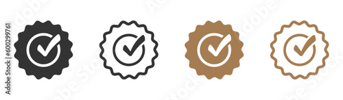 Approved or certified medal vector flat icons. Rosette icons