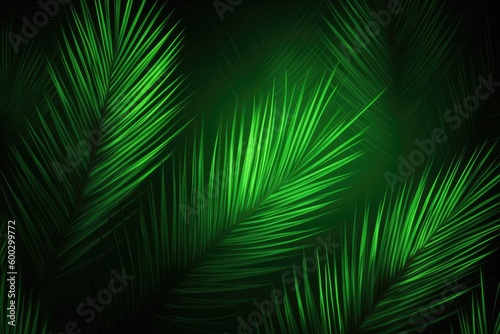 lush green background filled with palm tree leaves Generative AI