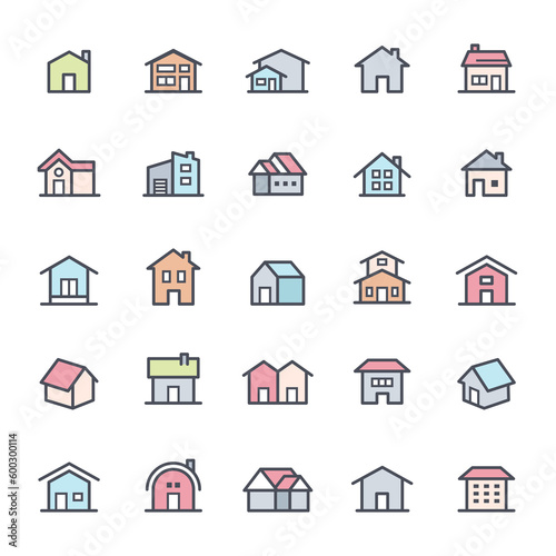 Icon set - Home icon full color outline stroke