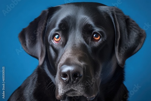 close-up of a black dog with striking orange eyes Generative AI