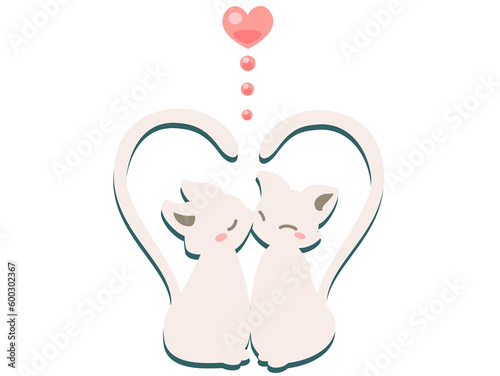 可愛い白ネコ　ハート　イラストアイコン　PNGデーター