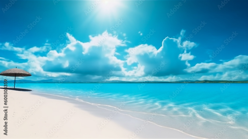 Landscape image of summer beach side sunny day for background. template web site design. Generative Ai