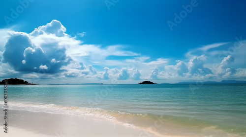 Landscape image of summer beach side sunny day for background. template web site design. Generative Ai