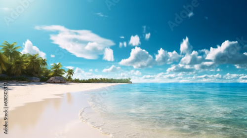 Landscape image of summer beach side sunny day for background. template web site design. Generative Ai