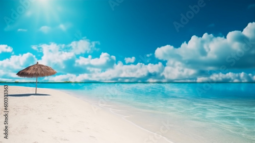 Landscape image of summer beach side sunny day for background. template web site design. Generative Ai © qOppi