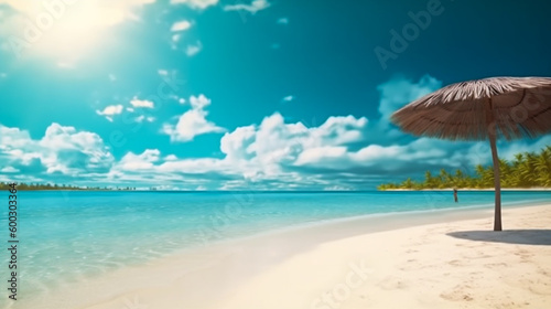 Landscape image of summer beach side sunny day for background. template web site design. Generative Ai © qOppi
