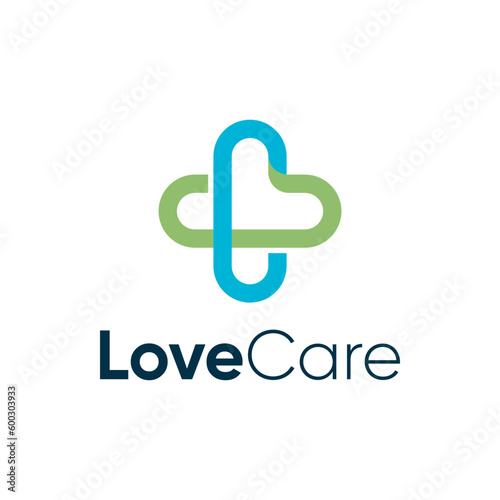 Modern logo depicting hospital and love bars.