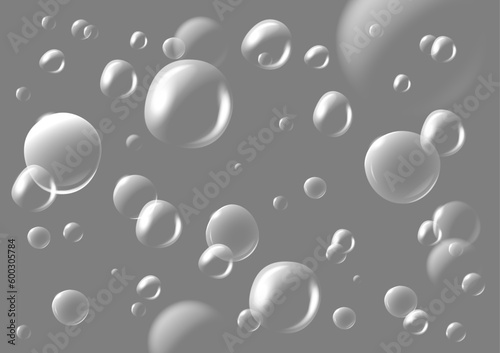 白のみで作った背景透過のベクター3Dバブル