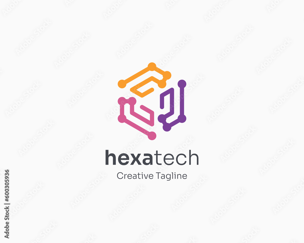 Colorful hexagon it technology logo Colorful hexagon it technology logo