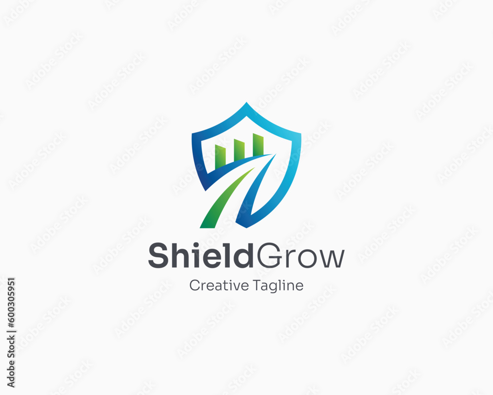 Colorful shield grow business logo