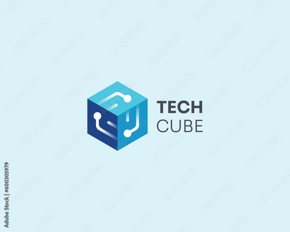 Colorful technology cube box logo