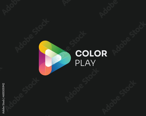 Colorful play button icon media logo