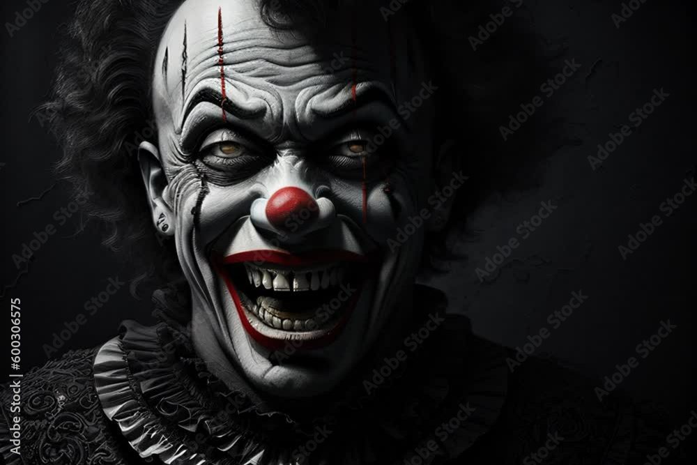 ai generated scary halloween clown with a white mask