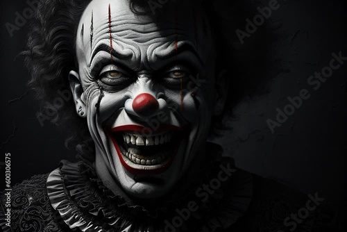 ai generated scary halloween clown with a white mask photo