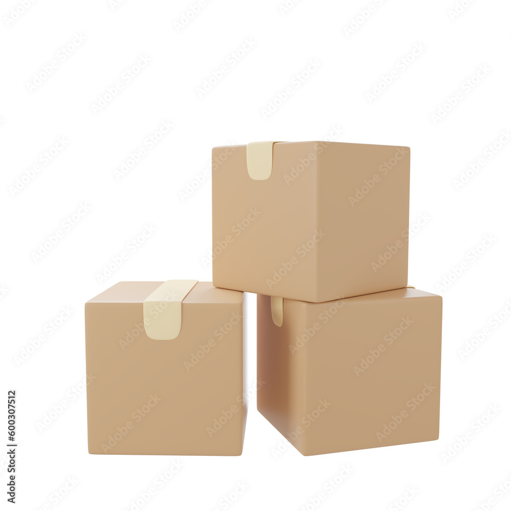 Obraz premium Parcels box or Cardboard boxes icon. 3d rendering
