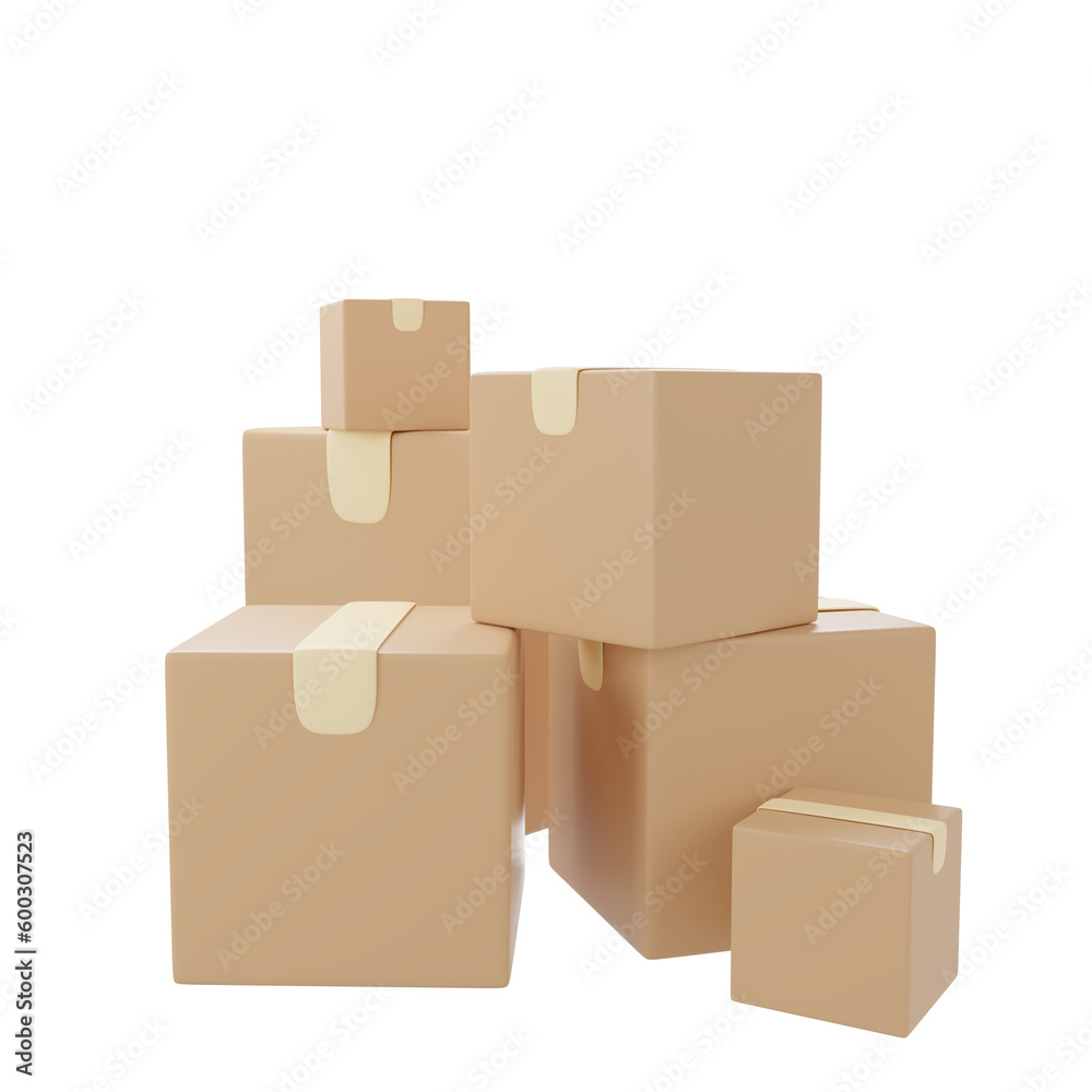 Parcels box or Cardboard boxes icon. 3d rendering Parcels box or Cardboard boxes icon. 3d rendering