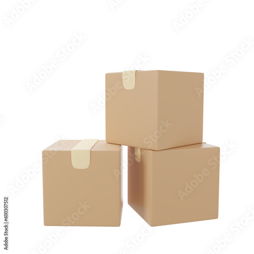 Parcels box or Cardboard boxes icon. 3d rendering