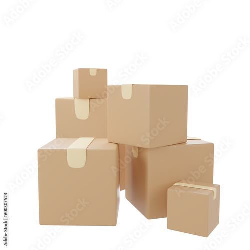 Parcels box or Cardboard boxes icon. 3d rendering